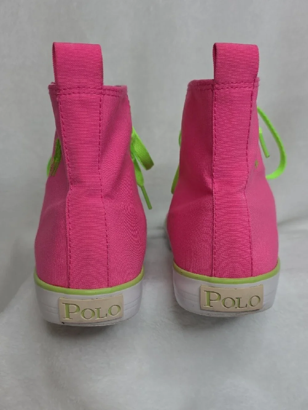 Polo by Ralph Lauren Hot Pink High-Top Sneakers with Neon Green Accents